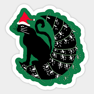 Christmas Cat On The Moon Sticker